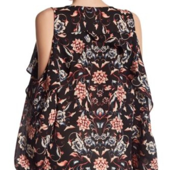 Parker 154308 Women's Ruffle Cold Shoulder Blouse V-Neck Edelweiss Sz. Small - Picture 3 of 5